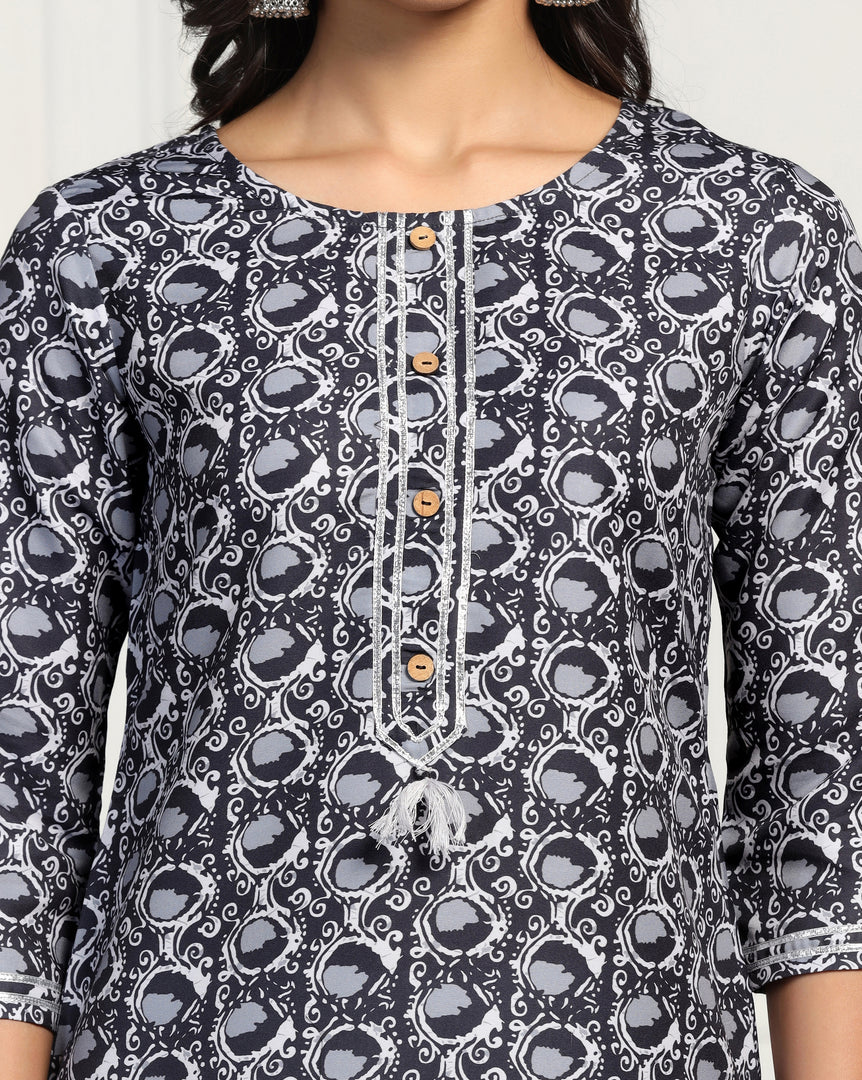 TAGDO Women Cotton Blend Printed Kurti Set