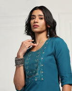 Load image into Gallery viewer, TAGDO Women&#39;s Straight Sequence Work Kurti Set
