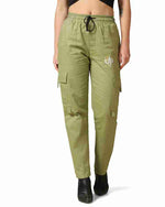 Load image into Gallery viewer, Tagdo Cotton Multi-Pocket Cargo Pant for Women Green
