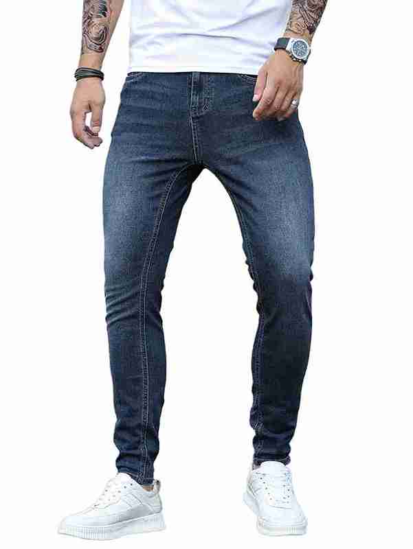 Tagdo Skinny Fit Stretch Denim Jeans for Men Dark Wash