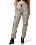 Load image into Gallery viewer, Tagdo Cotton Multi-Pocket Cargo Pant for Women Silver
