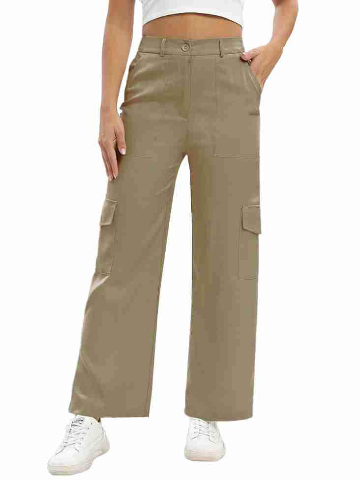 Tagdo Cotton Multi-Pocket Cargo Pant for Women Gold