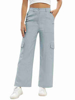 Load image into Gallery viewer, Tagdo Cotton Multi-Pocket Cargo Pant for Women Silver
