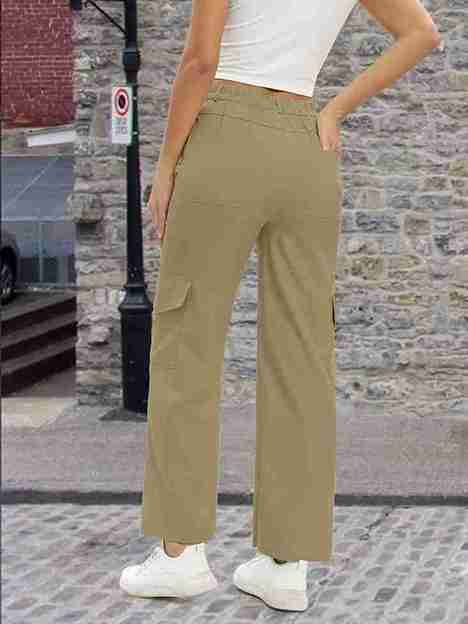 Tagdo Cotton Multi-Pocket Cargo Pant for Women Gold