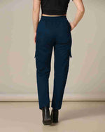 Load image into Gallery viewer, Tagdo Cotton Multi-Pocket Cargo Pant for Women Navy
