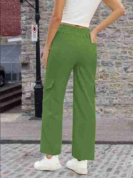 Tagdo Cotton Multi-Pocket Cargo Pant for Women Green