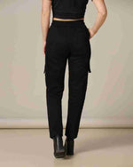 Load image into Gallery viewer, Tagdo Cotton Multi-Pocket Cargo Pant for Women Black
