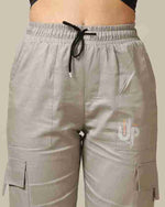 Load image into Gallery viewer, Tagdo Cotton Multi-Pocket Cargo Pant for Women Silver
