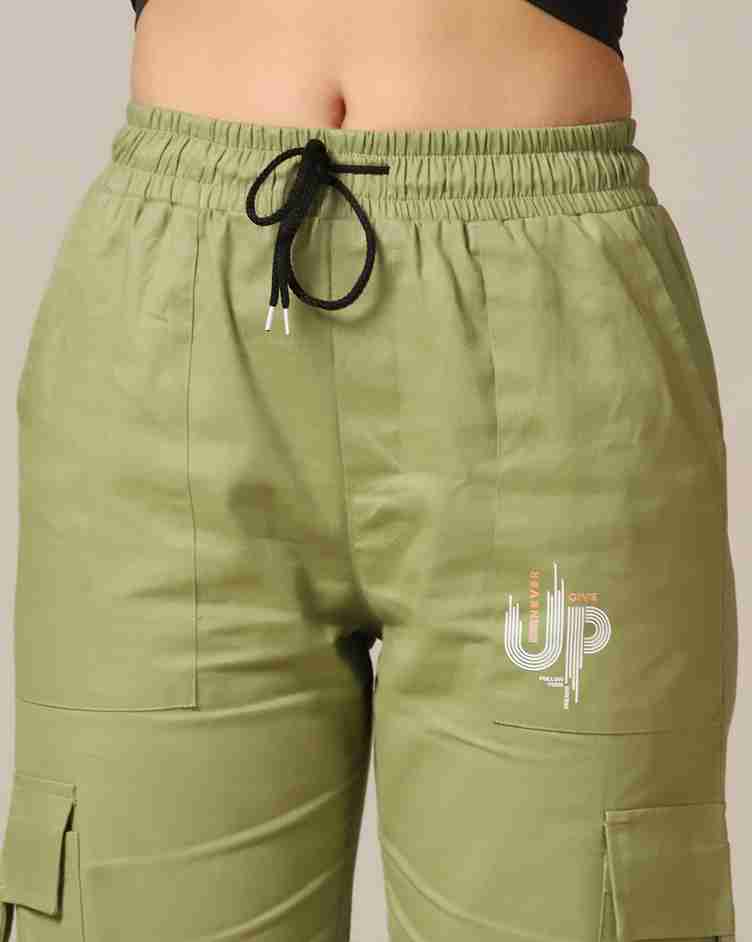 Tagdo Cotton Multi-Pocket Cargo Pant for Women Green