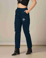 Load image into Gallery viewer, Tagdo Cotton Multi-Pocket Cargo Pant for Women Navy
