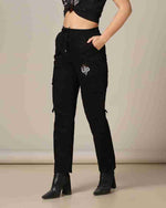 Load image into Gallery viewer, Tagdo Cotton Multi-Pocket Cargo Pant for Women Black
