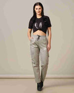 Load image into Gallery viewer, Tagdo Cotton Multi-Pocket Cargo Pant for Women Silver
