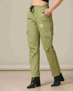Load image into Gallery viewer, Tagdo Cotton Multi-Pocket Cargo Pant for Women Green
