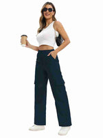Load image into Gallery viewer, Tagdo Cotton Multi-Pocket Cargo Pant for Women Navy
