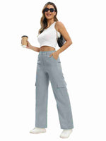 Load image into Gallery viewer, Tagdo Cotton Multi-Pocket Cargo Pant for Women Silver
