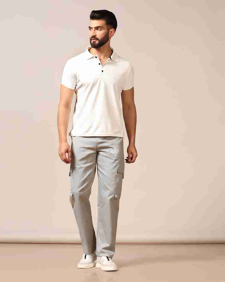 Tagdo Cotton Multi-Pocket Cargo Pant for Men Silver
