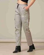 Load image into Gallery viewer, Tagdo Cotton Multi-Pocket Cargo Pant for Women Silver
