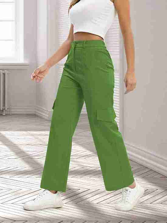Tagdo Cotton Multi-Pocket Cargo Pant for Women Green