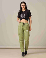 Load image into Gallery viewer, Tagdo Cotton Multi-Pocket Cargo Pant for Women Green
