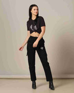Load image into Gallery viewer, Tagdo Cotton Multi-Pocket Cargo Pant for Women Black
