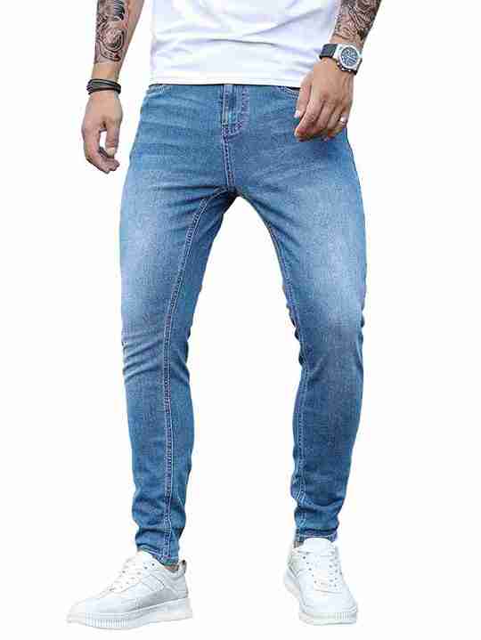 Tagdo Skinny Fit Stretch Denim Jeans for Men Light Wash